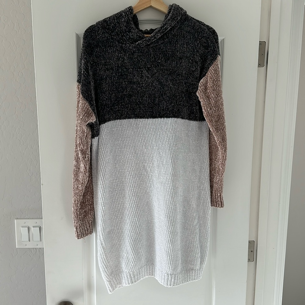 Solutions sweater dress with hood